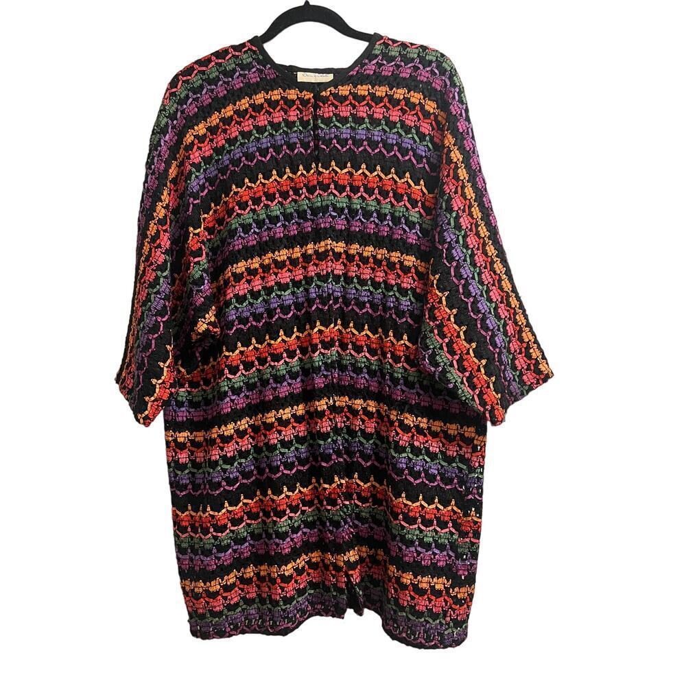 Oscar De La Renta Vintage Ribbon Rainbow Cardigan Sz M